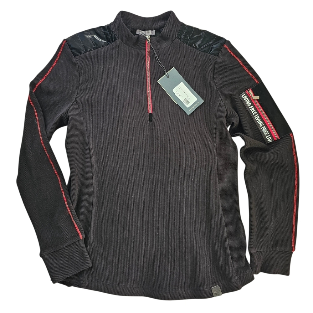 Dolcezza Black and Red Women's Crew Neck Sweater